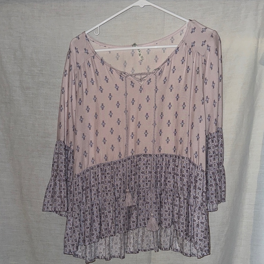 Mudd Pink and Purple Boho Blouse